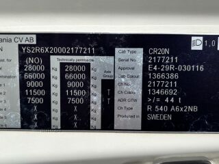 Scania R540 6x2 EURO6 + HYDRAULICS + WB3350 397kW