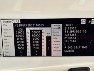 Scania R540 8x4*4 EURO6 + RETARDER + 8600mm CHASSIS 396kW