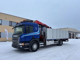 Scania P320 4x2 + FASSI F165A.0.23 + Drop side Platform + 235kW