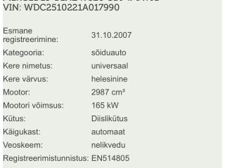 Mercedes-Benz R 320 3.0 V6 TDI 165kW