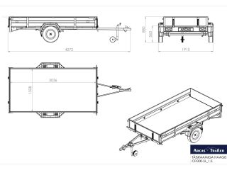 Arcas Trailer CD300-SL/1,5 / 3,0x1,5m Kuumtsingitud keevisraam