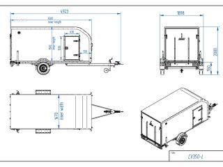 Tiki Treiler CV350-L Sandwich 3.5x1.47x1.5 küljeuks furgoonhaag