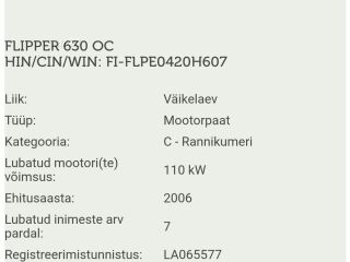 Flipper OC 630 2.1 Mercury 115 86kW
