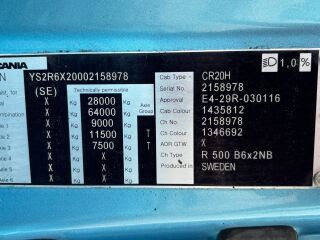 Scania R500 6X2 EURO6 + RETARDER + PTO EURO 6 368kW