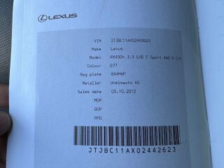 Lexus RX 450h F Sport 3.5 183кВ