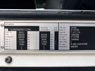 Scania R490 6x2 EURO6 + RETARDER EURO 6 360kW