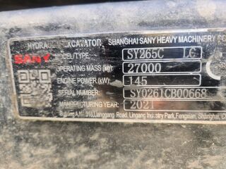 Sany SY265C 27 tonni Steelwrist kaldrotaatoriga 145kW