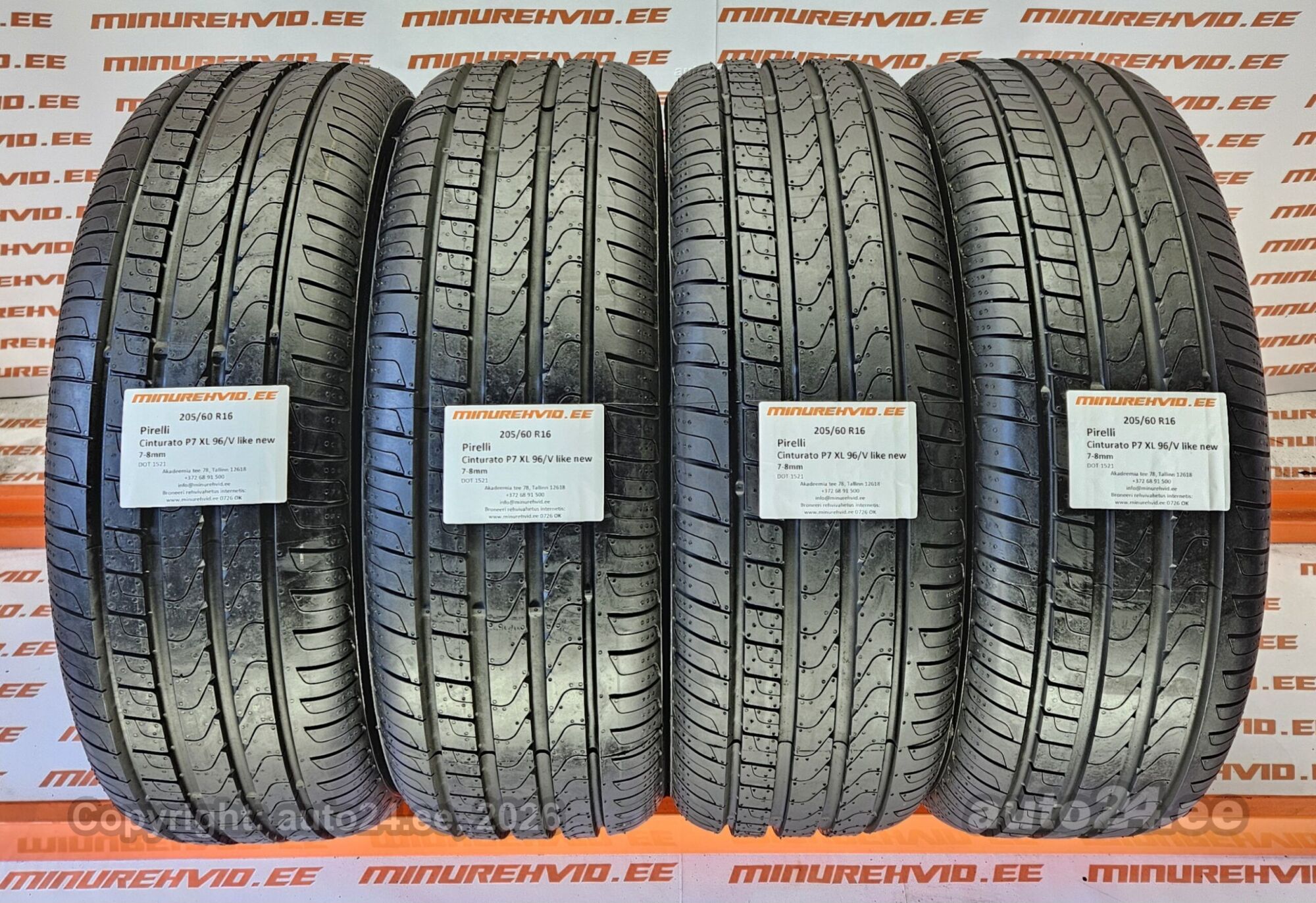 205/60R16 Pirelli Cinturato P7 XL 96/V Like New 1521 - Tyres