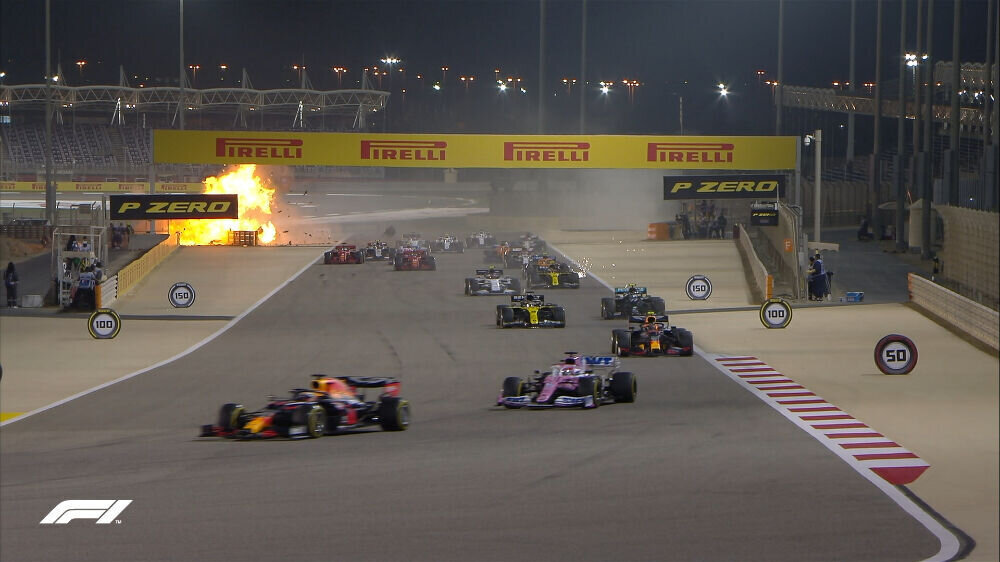 F1: Bahreini GP stardis juhtus karm avarii Romain Grosjeaniga